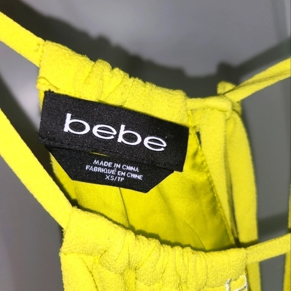 ❤️ 3 For 15 Bebe bright yellow romper with pockets Size X-Small - Picture 4 of 4